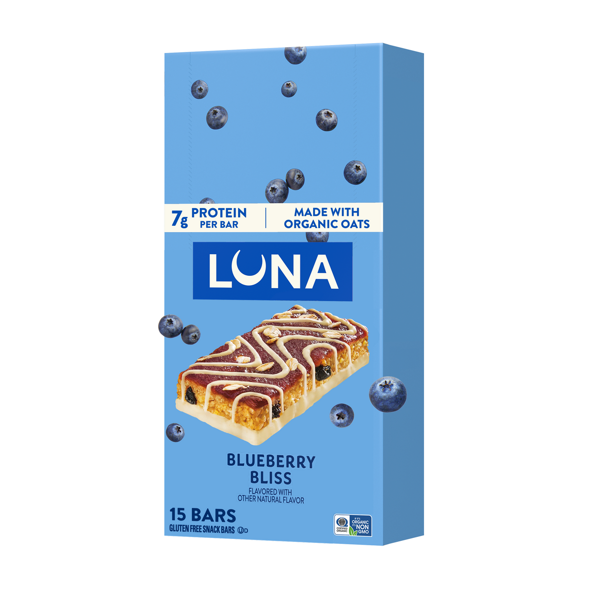 Bar Blueberry Bliss Flavor Gluten Free Snack Bars, Non-GMO Protein Bars