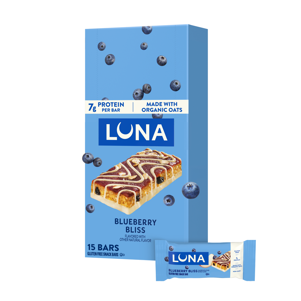 Bar Blueberry Bliss Flavor Gluten Free Snack Bars, Non-GMO Protein Bars